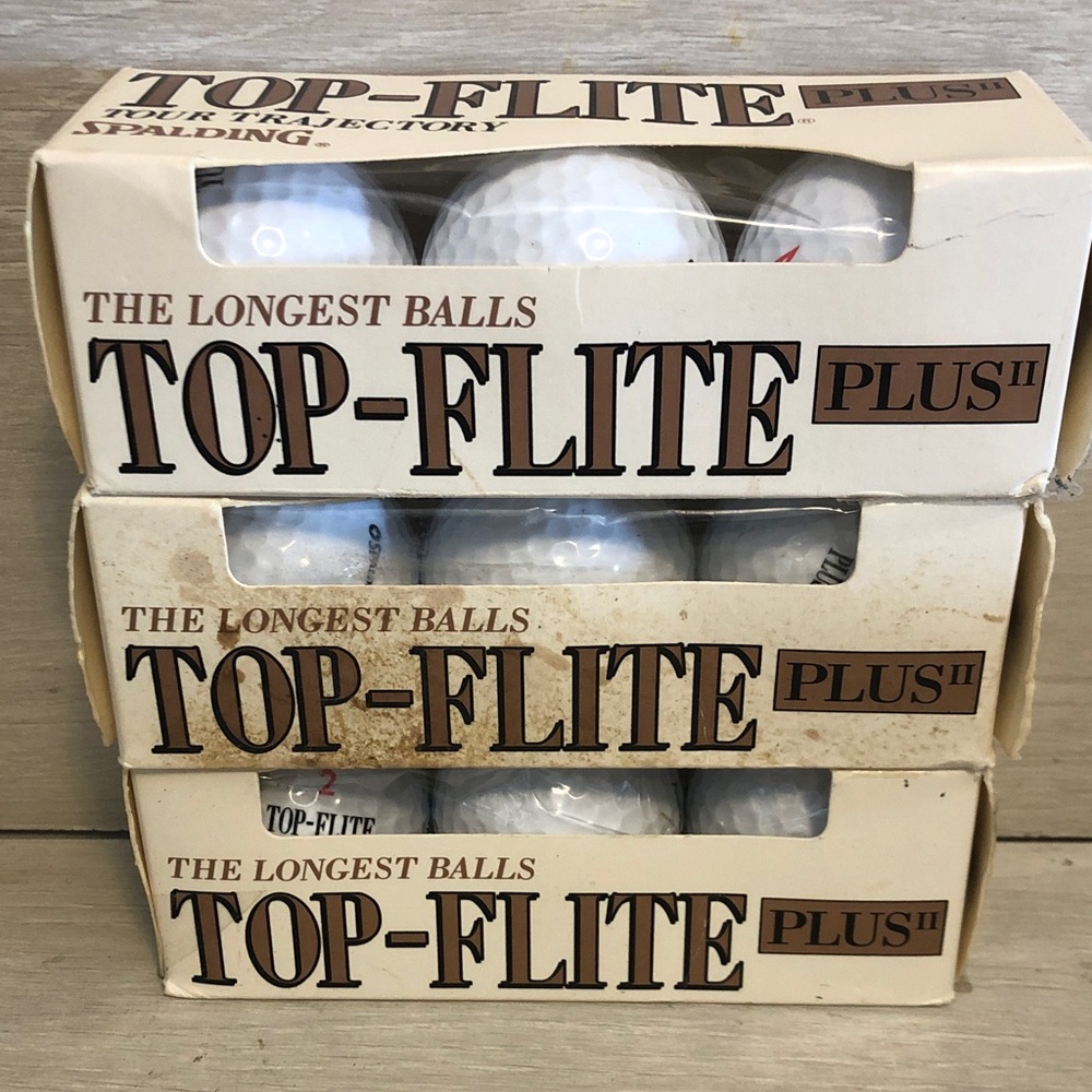 Spalding Top-Flite Plus Tour Trajectory Golf Balls 3 Sleeves 9 Balls